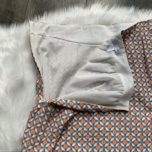 Promod French Designer Skirt Orange White Size 6 - Picture 8 of 9
